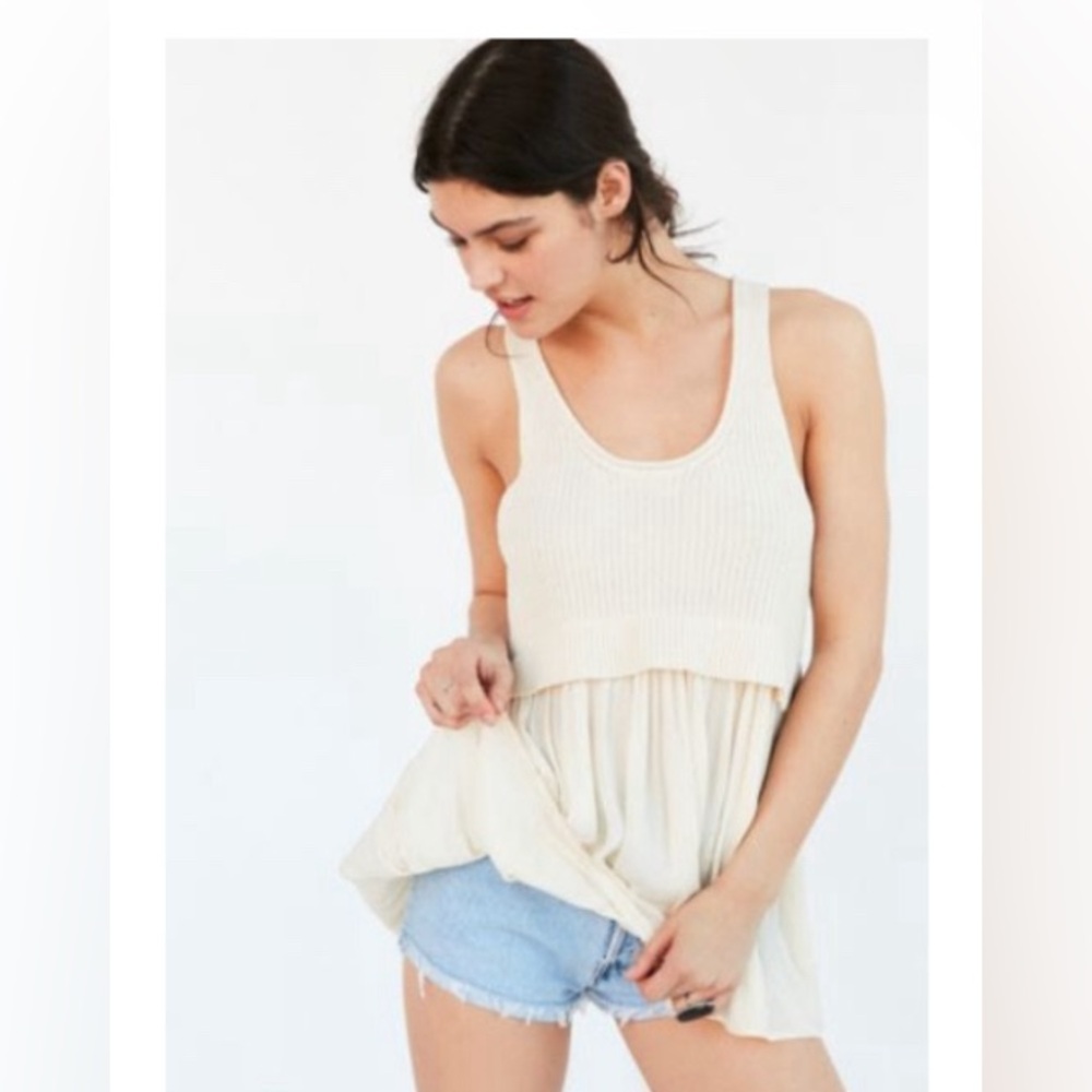 Urban Kimchi Blue Ashley Babydoll White Sweater Top